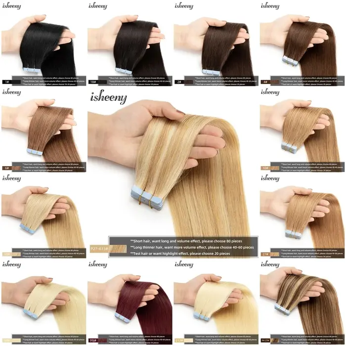 Extensions de cheveux naturels Isheeny à bandes adhésives