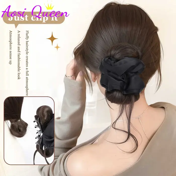 AOSIQUEEN Chignon synthétique en satin avec pince à cheveux