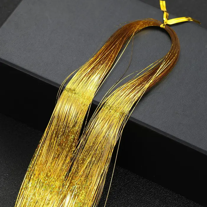 93cm coloré Bling Extension de cheveux accessoires Laser or brillant fil métallique Extensions de ch