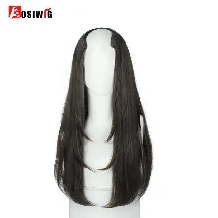 Extension de Cheveux Synthétiques Longs et Lisses en Forme de V