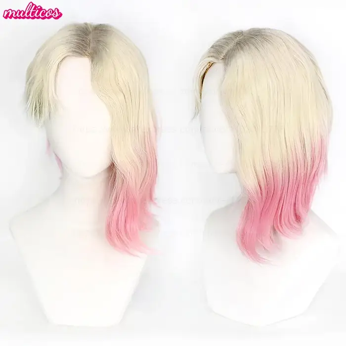 Gwen Stacy Cosplay perruque teinture teint blond rose dégradé Gwen Cosplay perruque résistant à la c
