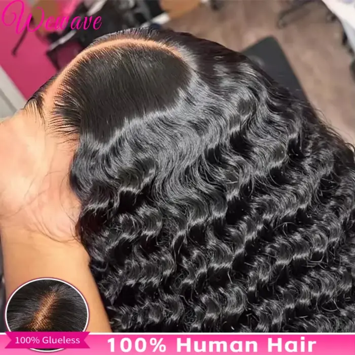 Perruque Cheveux Humains Ondulés Profonds 5x5 HD Lace Closure Bouclée Sans Colle Prête à Porter 4x4 