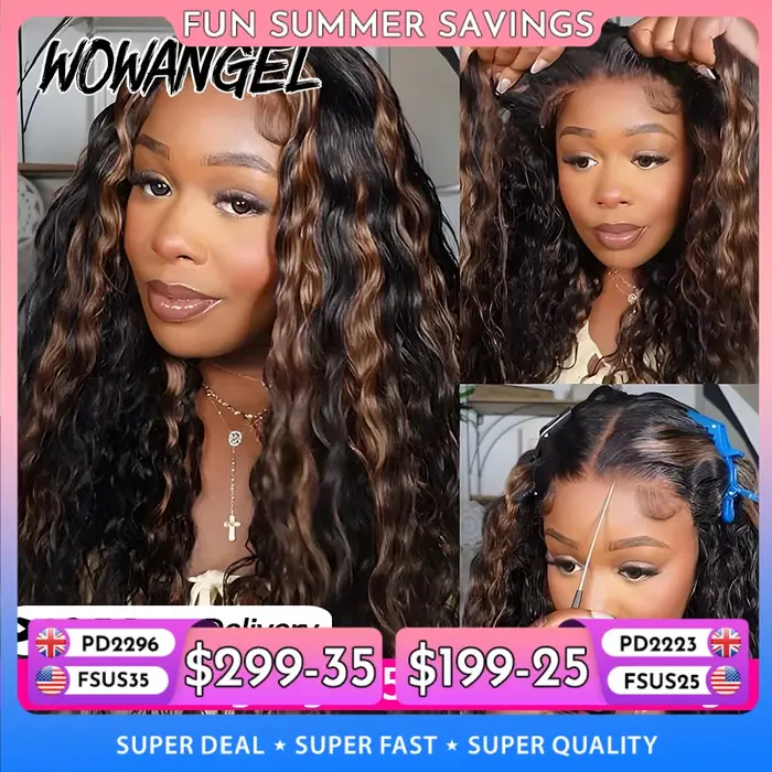 WOWANGEL Perruque sans colle prête à porter