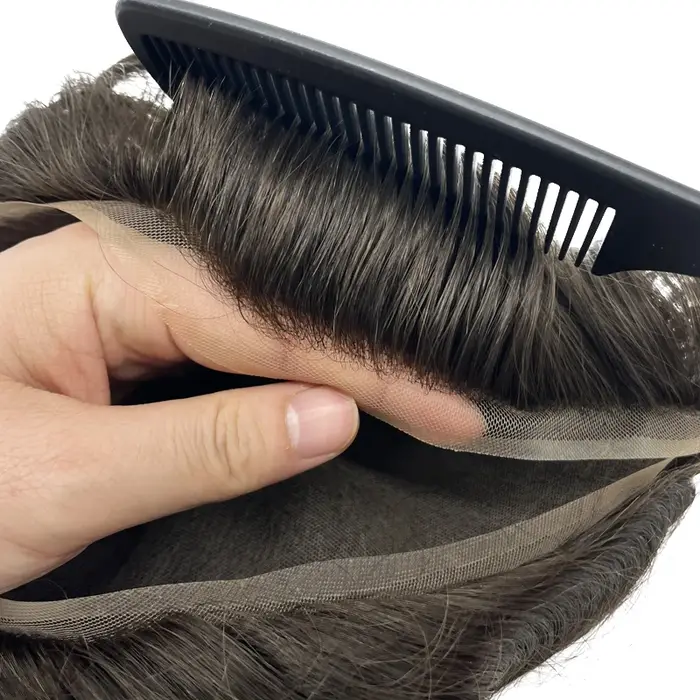 HRF cheveux pleine dentelle suisse remplacement de cheveux humains hommes toupet perruque système de