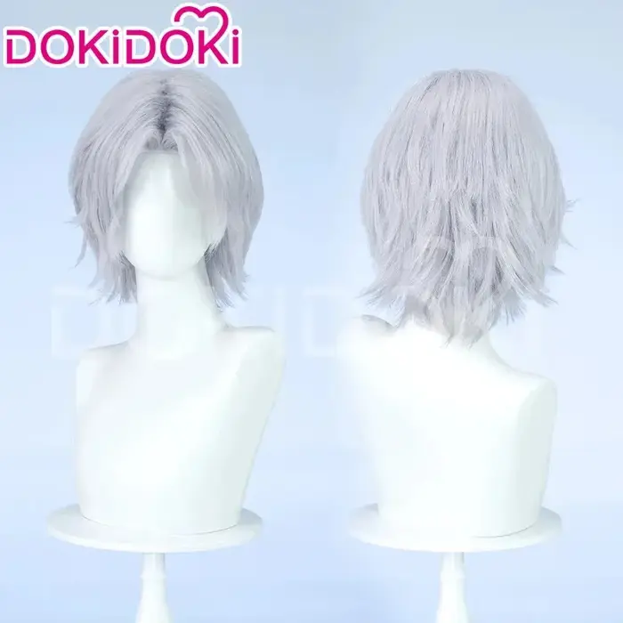 EN STOCK Dante ergil Lady Nico perruque jeu Cosplay DokiDoki Halloween 35 cm Siler gris blanc cheveux Mary Dante collier casquette Coszei