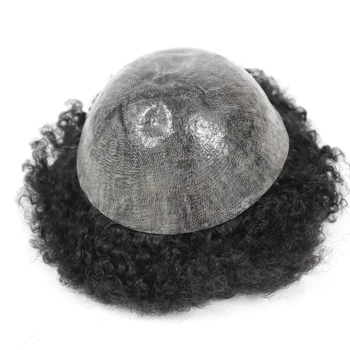 Afro toupet pour hommes peau mince système de remplacement de cheveux humains hommes prothèse de che