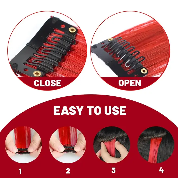 Extensions capillaires synthétiques noires longues et lisses