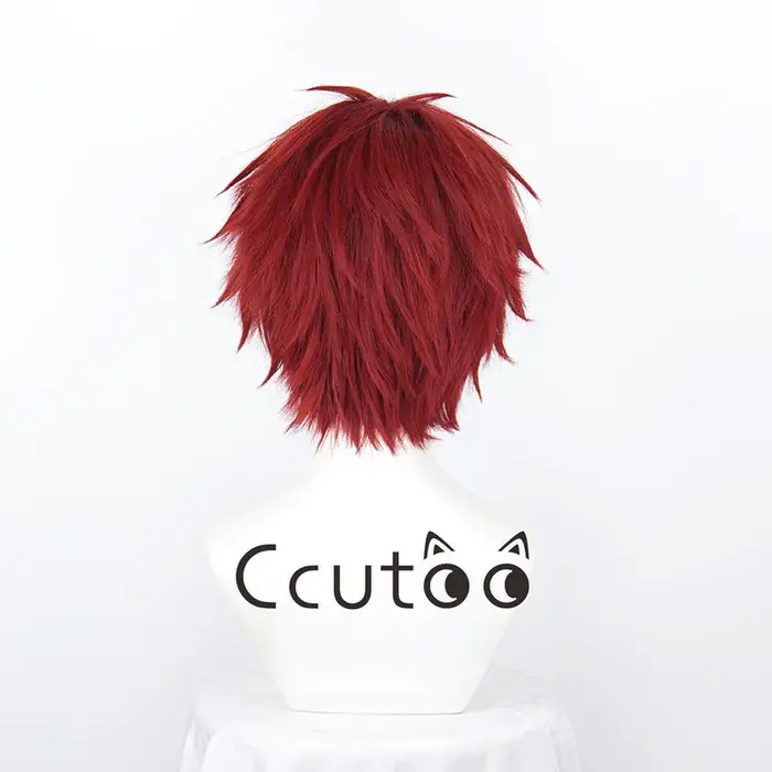 Gaara-Perruque Cosplay Rouge Foncé Courte pour Homme
