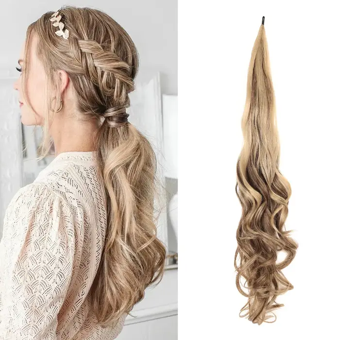 Extensions de queue de cheval synthétique pour femmes, fausse queue de cheval blonde, postiches, 26 