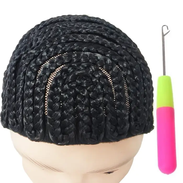 Bonnet de perruque tressé en cheveux au crochet tressé respirant pour perruques synthétiques stables
