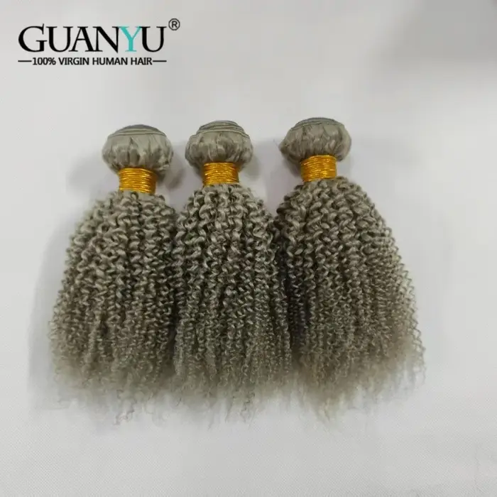 Mèches brésiliennes 100% naturelles Remy bouclées et crépues grises, Extensions de cheveux, offres e