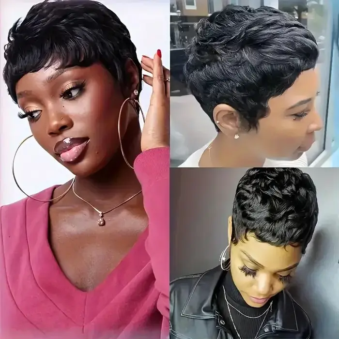 Perruques de cheveux humains droites courtes Bob couleur naturelle cheveux brésiliens Remy coupe de