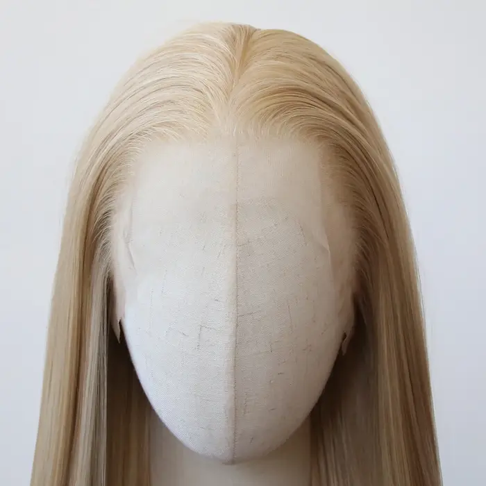 Perruque Lace Front Wig synthétique marron lin 40 pouces
