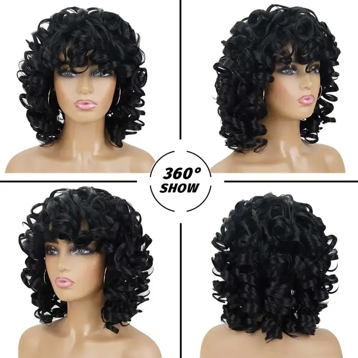 Perruque bouclée noire pour femmes