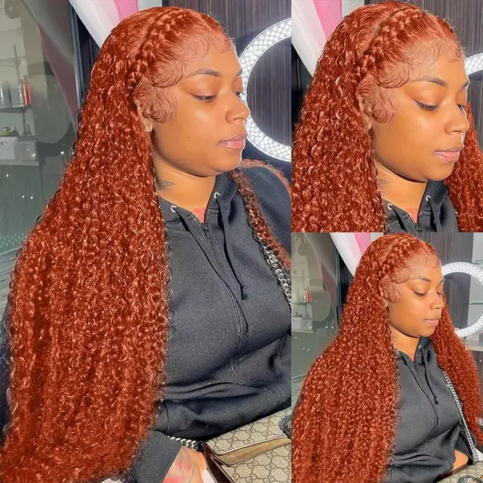 Perruques de cheveux humains Deep Wave 30 36 pouces, densité 250%, avec dentelle frontale 13x6, coul