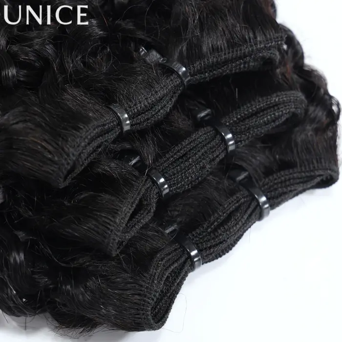 UNice 3 pièces de mèches de cheveux bouclés birmans 100% cheveux humains avec des extrémités en spir