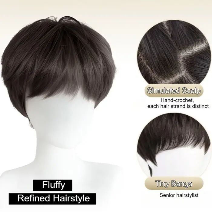 Perruque synthétique lisse pour hommes