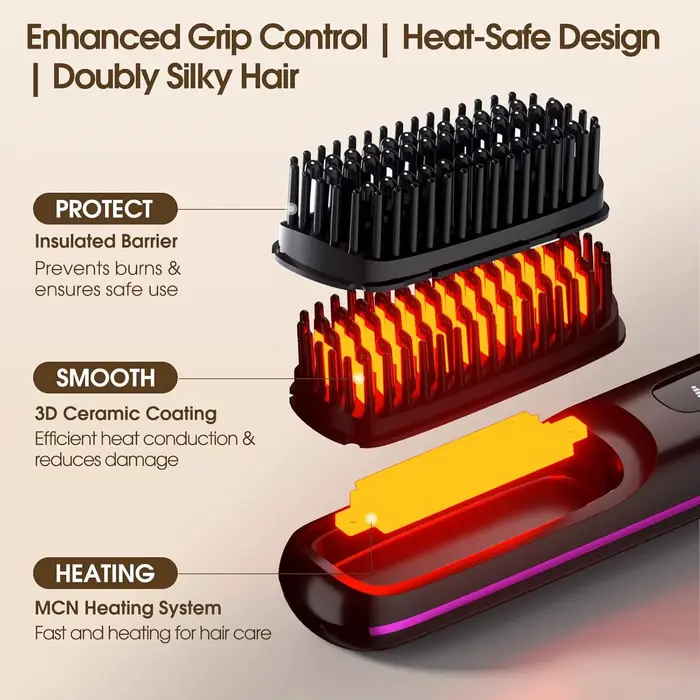 Brosse à lisser les cheveux avec écran LCD
