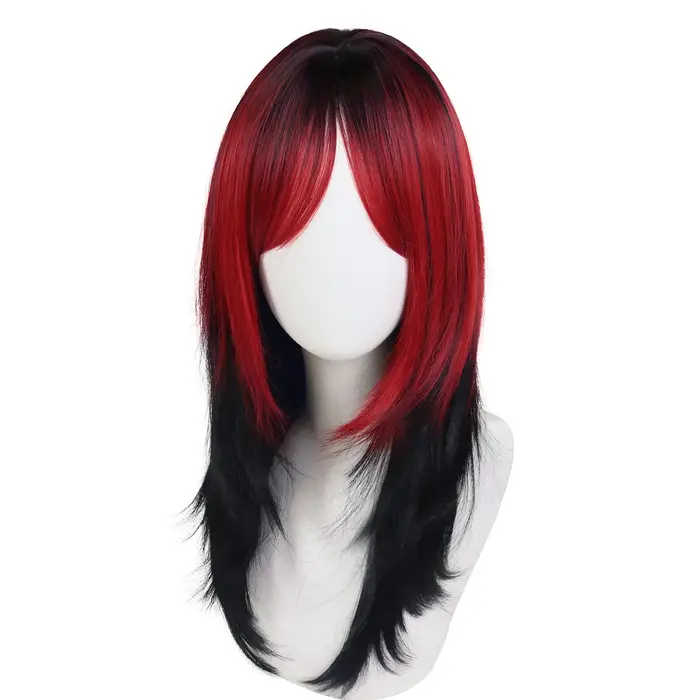 Perruques rouges et noires pour femmes