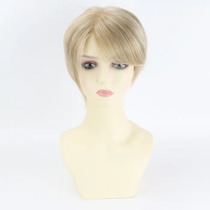 Perruque Mono Top à Trame Ouverte en Cheveux Humains Vierges Européens, Blond Balayage avec Mèches M