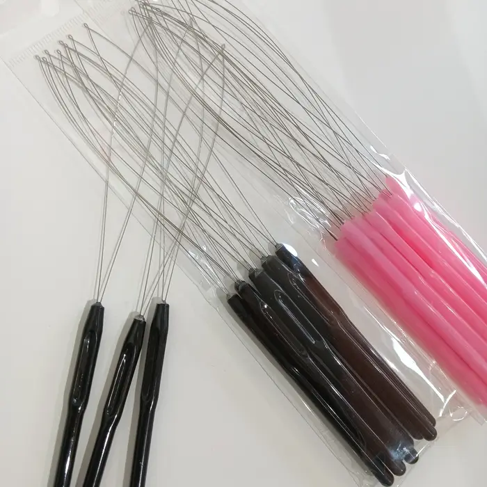 Extension de cheveux en plastique EZ, boucle de traction, enfileur, micro anneau, perles, liens, out