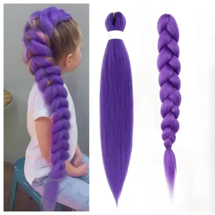 Perruque de Cosplay KPOP Rumi tressée violette longue de 26 pouces