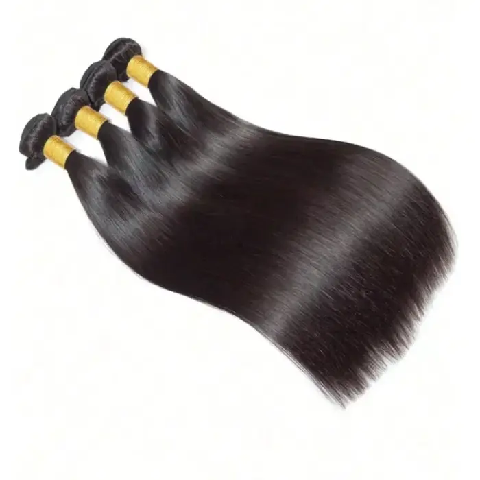 Extensions de cheveux humains brésiliens vierges, lisses, couleur naturelle, 30-36 pouces, 1, 3 ou 4