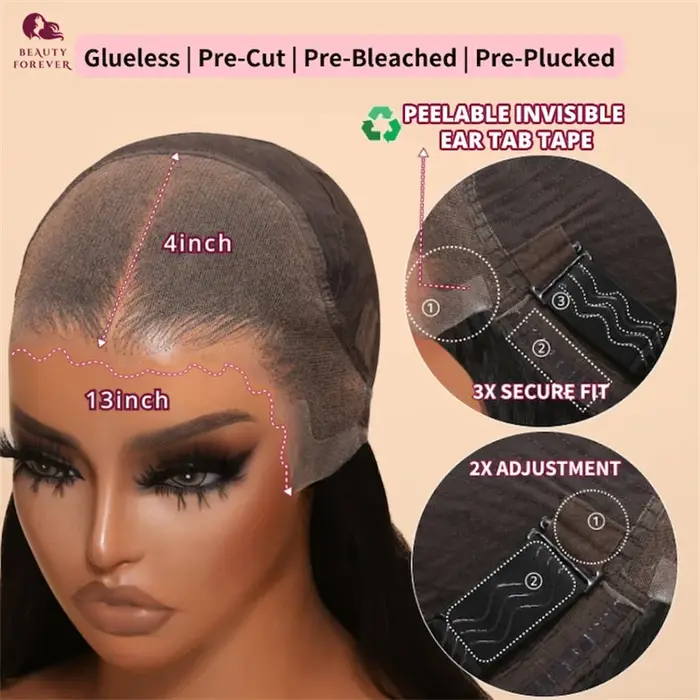 Beautyforever brésilien 13x4 vague lâche dentelle avant perruque avec frange noeuds invisibles pré-coupé dentelle sans colle perruque de cheveux humains pour les femmes