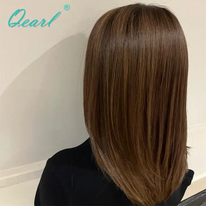 Qearl-Perruque de cheveux humains sans colle pour femme, 100% cheveux humains, bonnet de petite et g