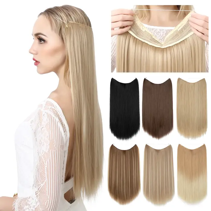 SARLA synthétique sans pince Extension de cheveux Ombre naturel faux postiche longue droite