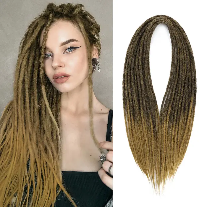 Extensions de cheveux Dreadlocks doux 24 pouces synthétiques Double extrémité Faux Locs Crochet tresses Bug fait à la