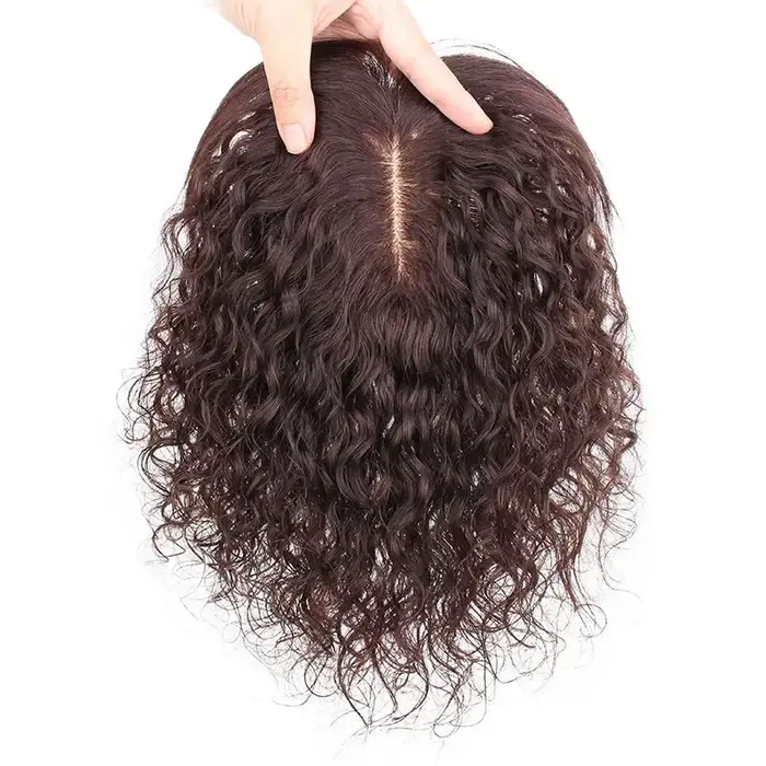 Postiche bouclée de cheveux humains 13x13cm