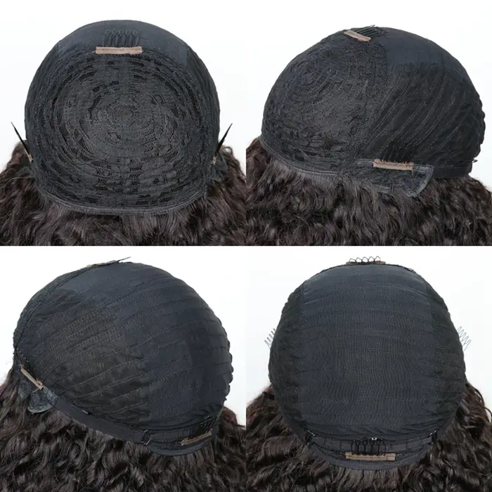 Blonde Afro crépus bouclés Bob perruque cheveux humains fait à la Machine sans colle perruque avec frange brésilienne Ombre Blonde courte Bob perruques cheveux humains