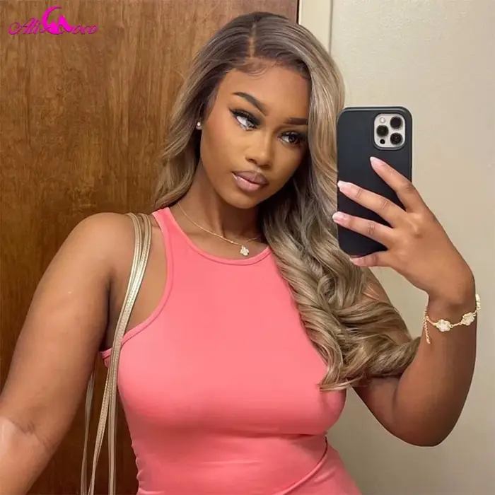 13X6 Ombre Blonde couleur frontale perruque cheveux humains pour les femmes Transparent 13X6 dentell