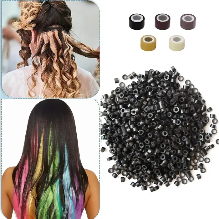 10000 pièces/sac 5mm Micro anneau perles Extensions de cheveux outils