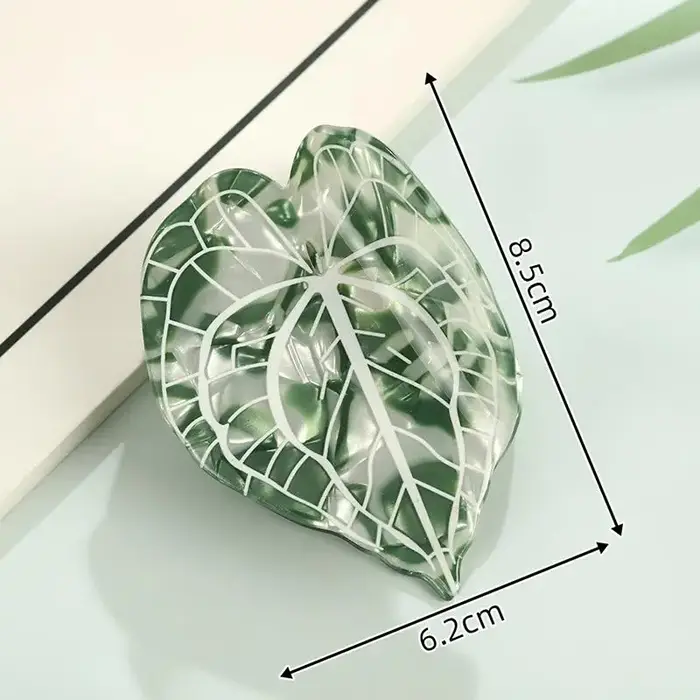 Pince à cheveux en acétate écologique motif feuilles de la série Forêt, pince crabe pour femmes et f