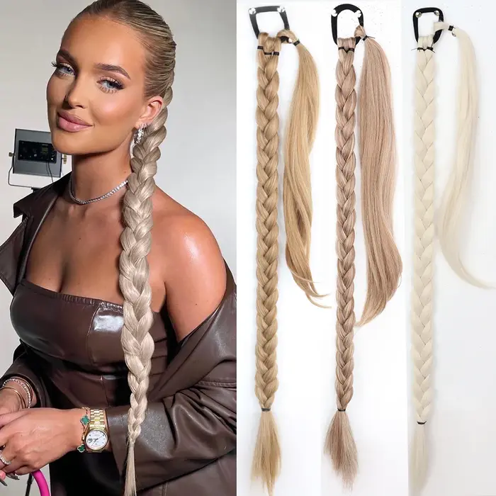 Extensions de queue de cheval tresses de boxe synthétiques enrouler autour