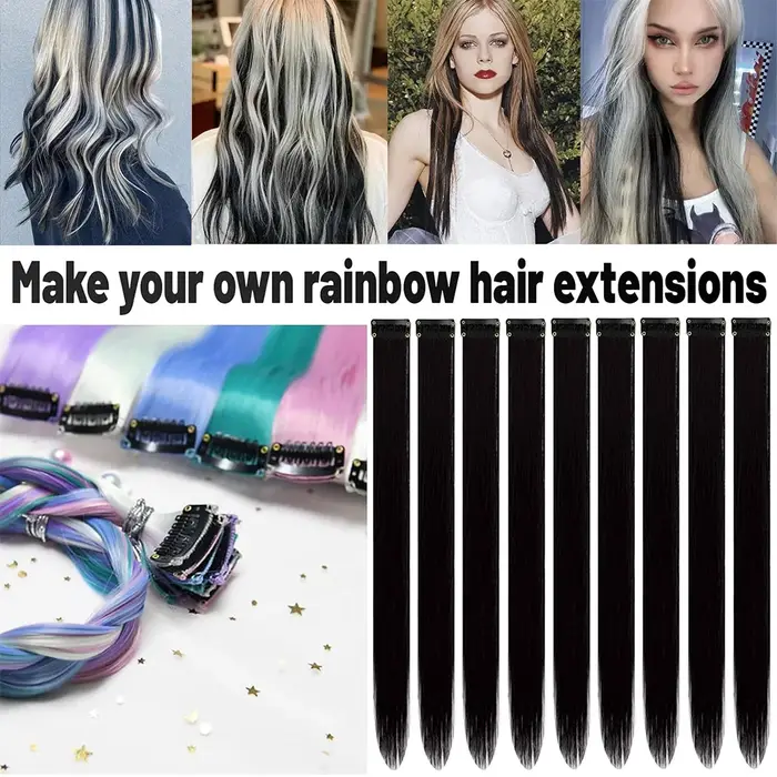 Extensions de Cheveux Synthétiques Colorés à réinitialisation
