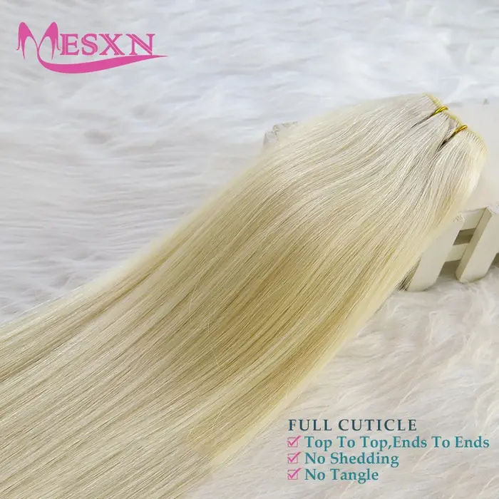 MESXN Tissage de cheveux humains Remy européens naturels