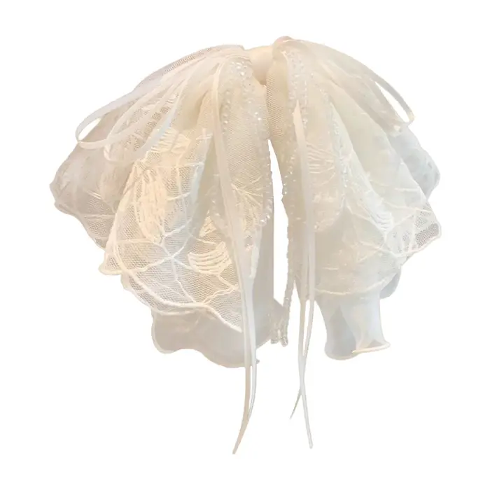 Pinces à cheveux en dentelle brodée avec nœud pour femmes, décorées de cristaux, pince à chignon élé