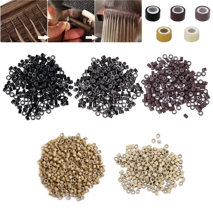 10000 pièces/sac 5mm Micro anneau perles Extensions de cheveux outils