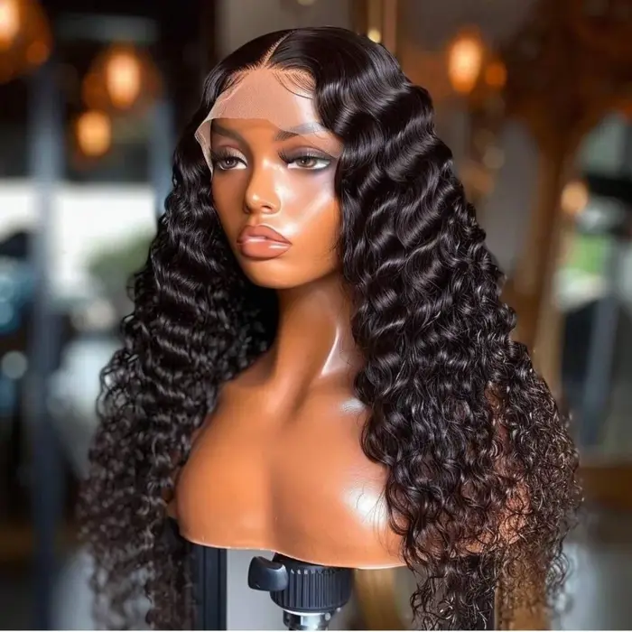 Perruque en cheveux humains avec dentelle frontale 13x6 13x4 5×5 4×4 6×6 200% 250% Remy Curl Perruqu