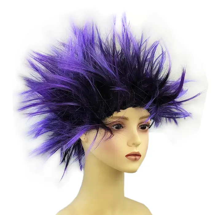 Perruque synthétique verticale à dégradé de couleurs mélangées, accessoire de performance, perruque colorée amusante, perruque pour fête de fin d'année