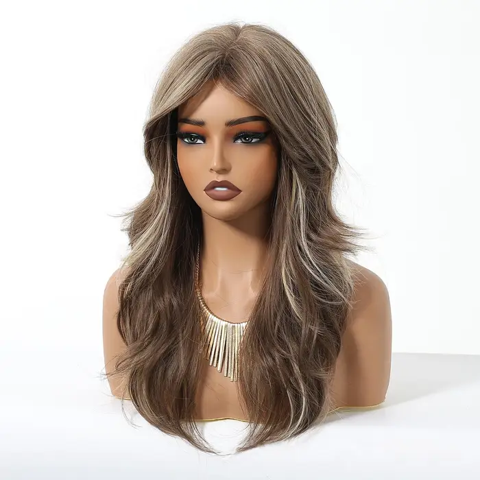 Perruque de cheveux humains mi-longs pour femmes