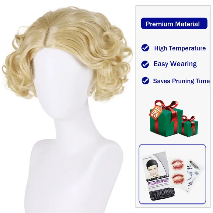 Perruque synthétique courte blonde classique pour femme