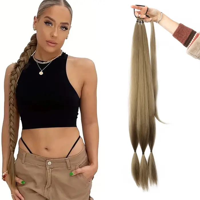 Extensions capillaires synthétiques longues et lisses de 32 pouces