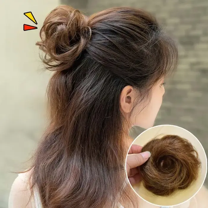 Chignon synthétique bouclé et lisse