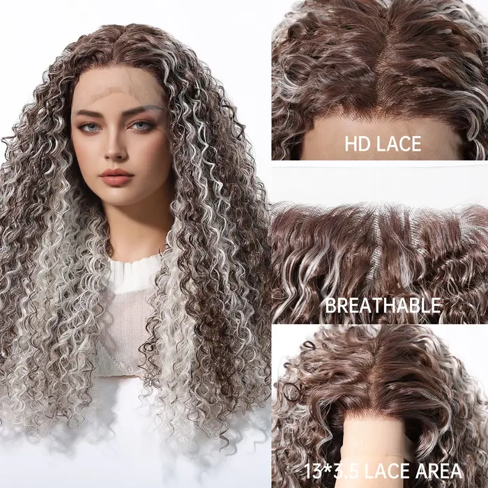 Perruque Lace Front Blonde Topshe HD 13x3.5 Cheveux Synthétiques Bouclés Profonds