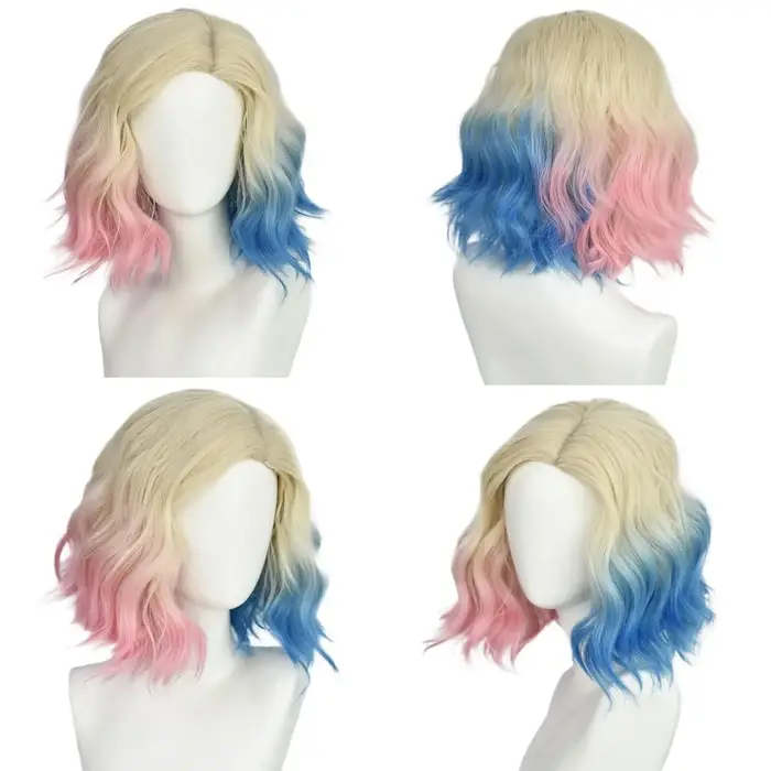 Perruque de Cosplay bleue et rose pour femmes