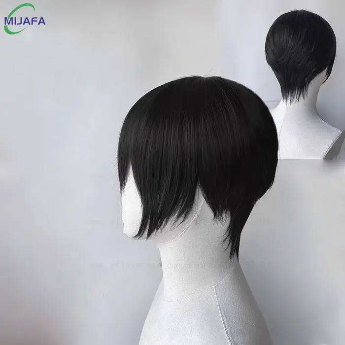 Anime Tobio Kageyama Cosplay perruque adolescent court noir couches Texture coupe résistant à la chaleur cheveux